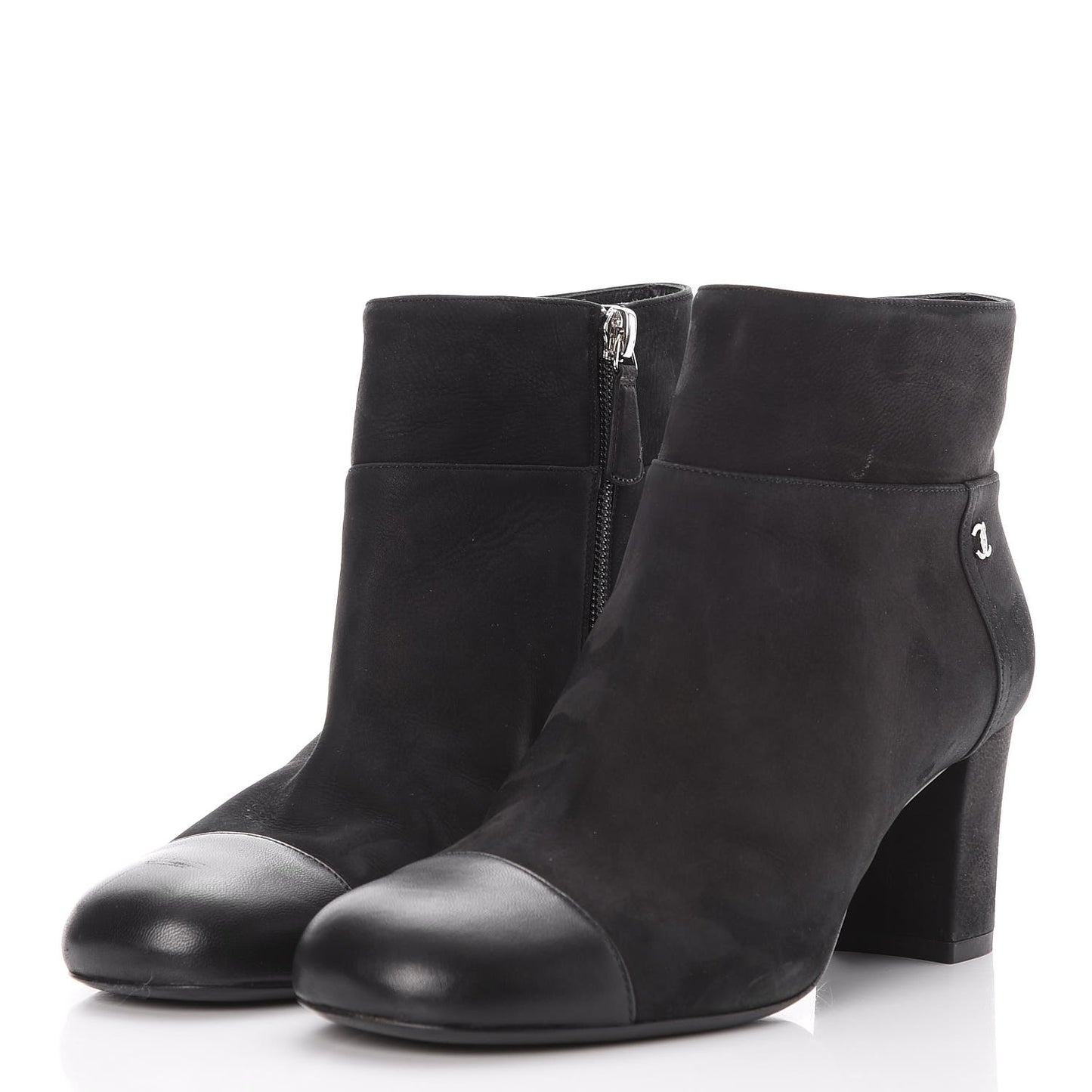 Suede CC Cap Toe Ankle Booties Boots 36 Black