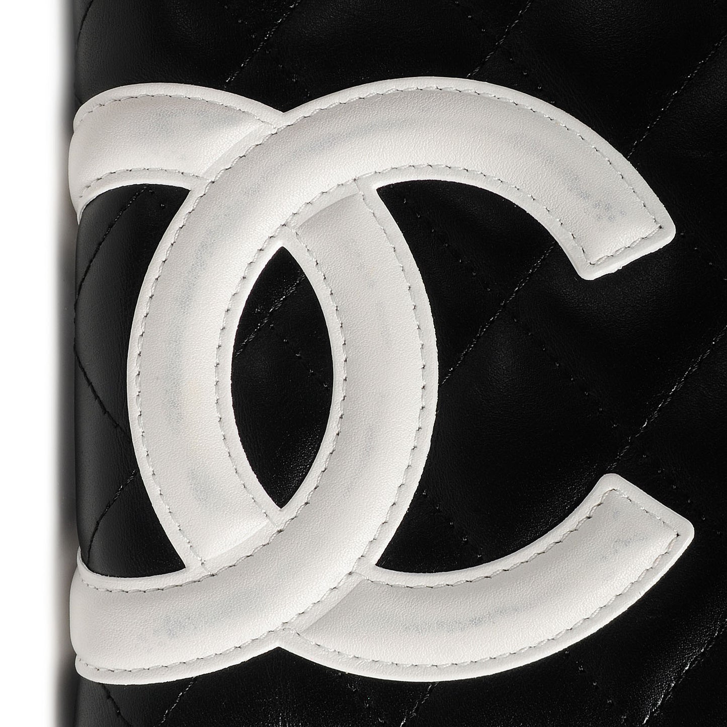 Calfskin Cambon Zip Around Organizer Wallet Black White