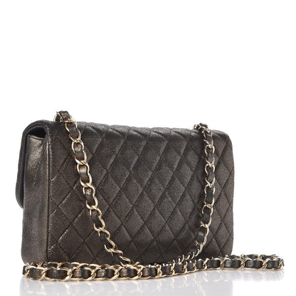 Chanel Iridescent Calfskin Quilted Crystal Mini Rectangular Flap Black Gold 3 of 7
