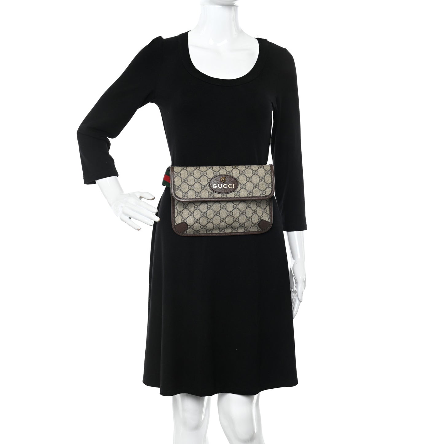 GG Supreme Monogram Neo Vintage Web Belt Bag Brown