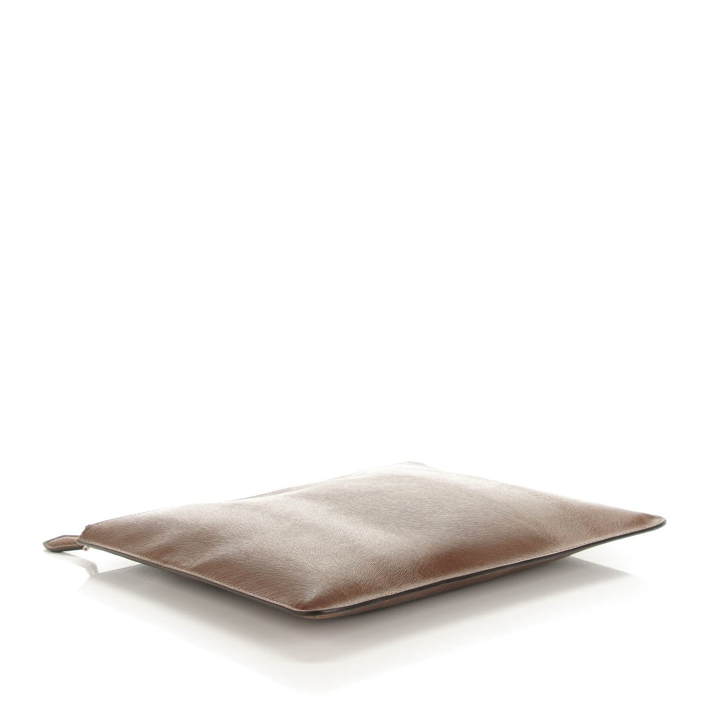 Calfskin Calf Hair Embossed Large Pouch Dark Brown