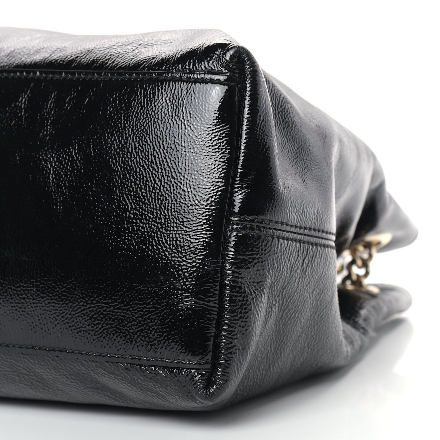 Patent Medium Soho Chain Shoulder Bag Black