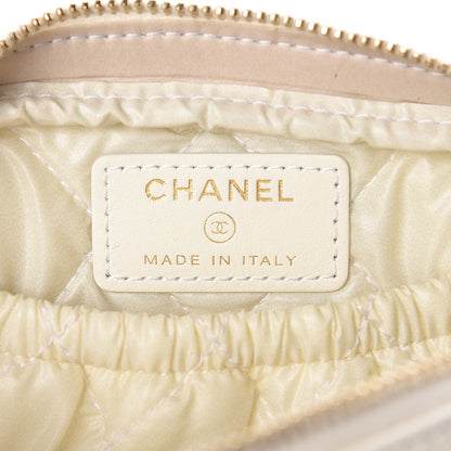 Chanel Caviar Quilted Small Curvy Pouch Cosmetic Case White 6 of 8