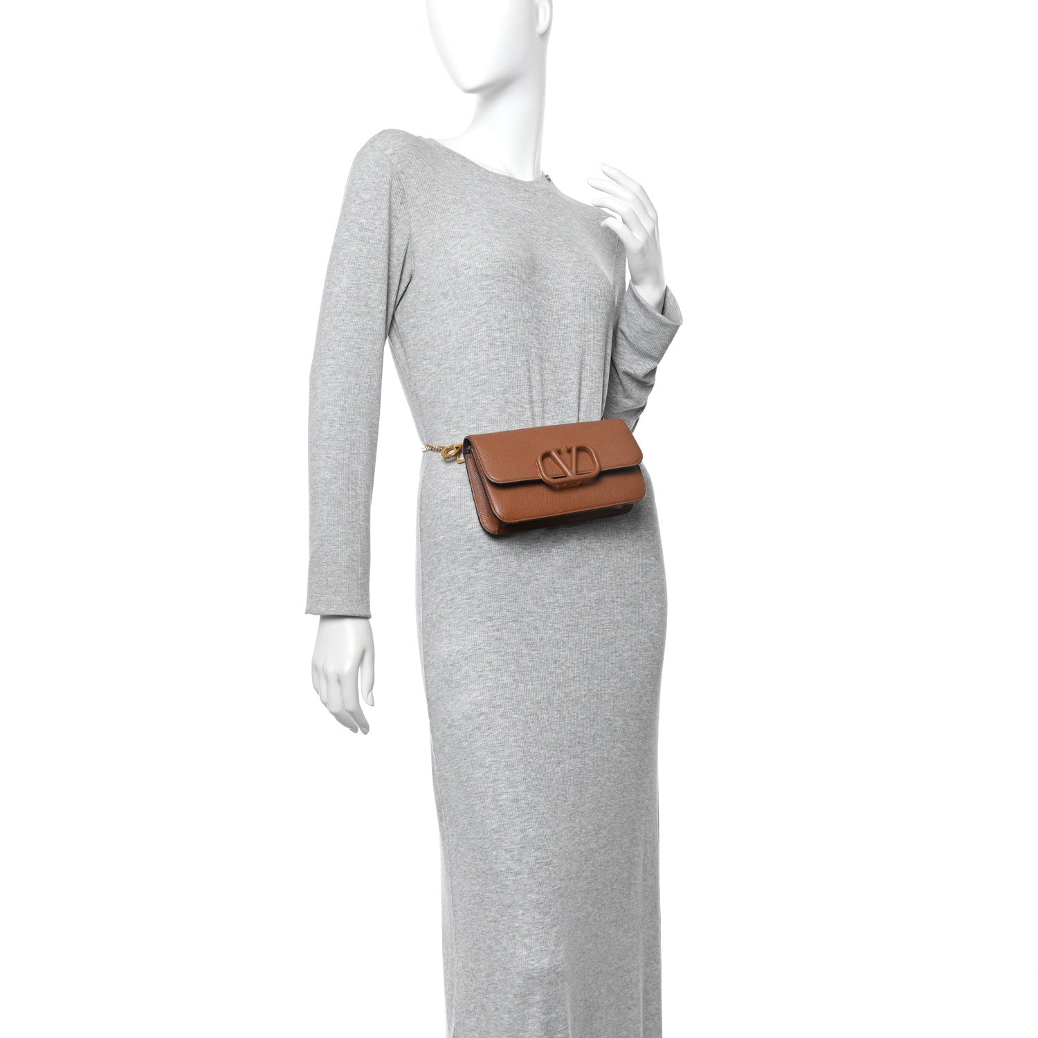 Valentino Garavani Grainy Calfskin VSling Belt Bag Saddle Brown 2 of 10
