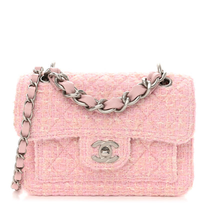 Chanel Tweed Quilted Double You Mini Flap Pink 1 of 14