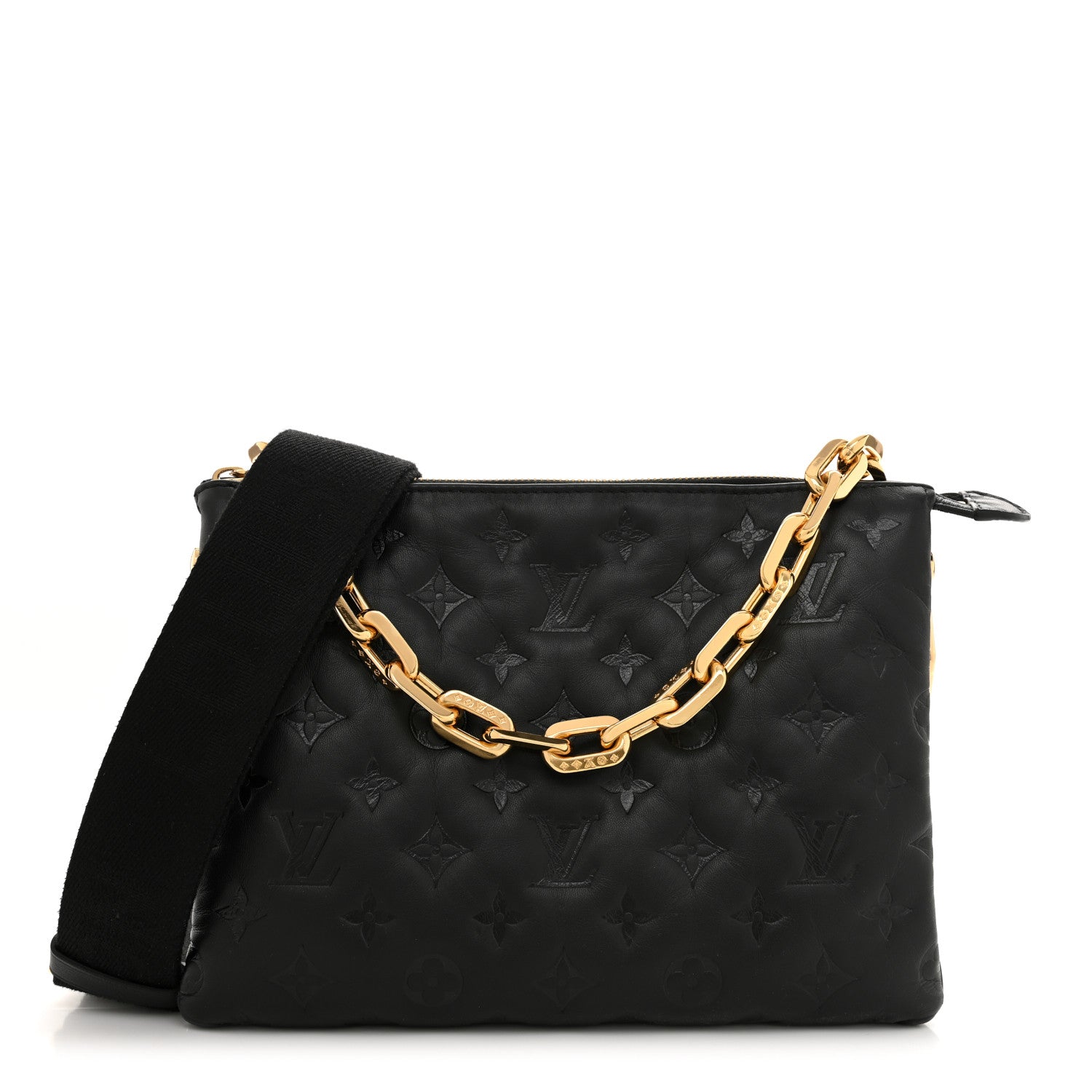 Louis Vuitton Lambskin Embossed Monogram Coussin PM Black 1 of 10