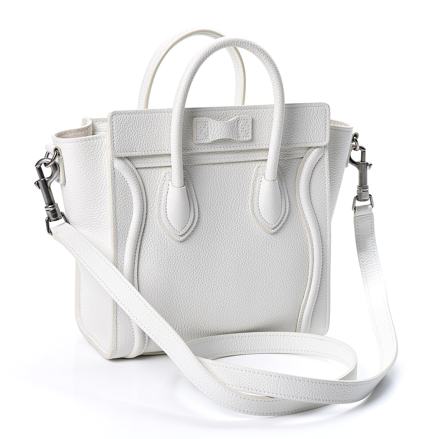 Drummed Calfskin Nano Luggage White
