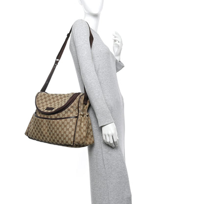 Gucci Monogram Natural Pigskin Large Diaper Bag Beige Ebony Cocoa Dark Chocolate 2 of 10