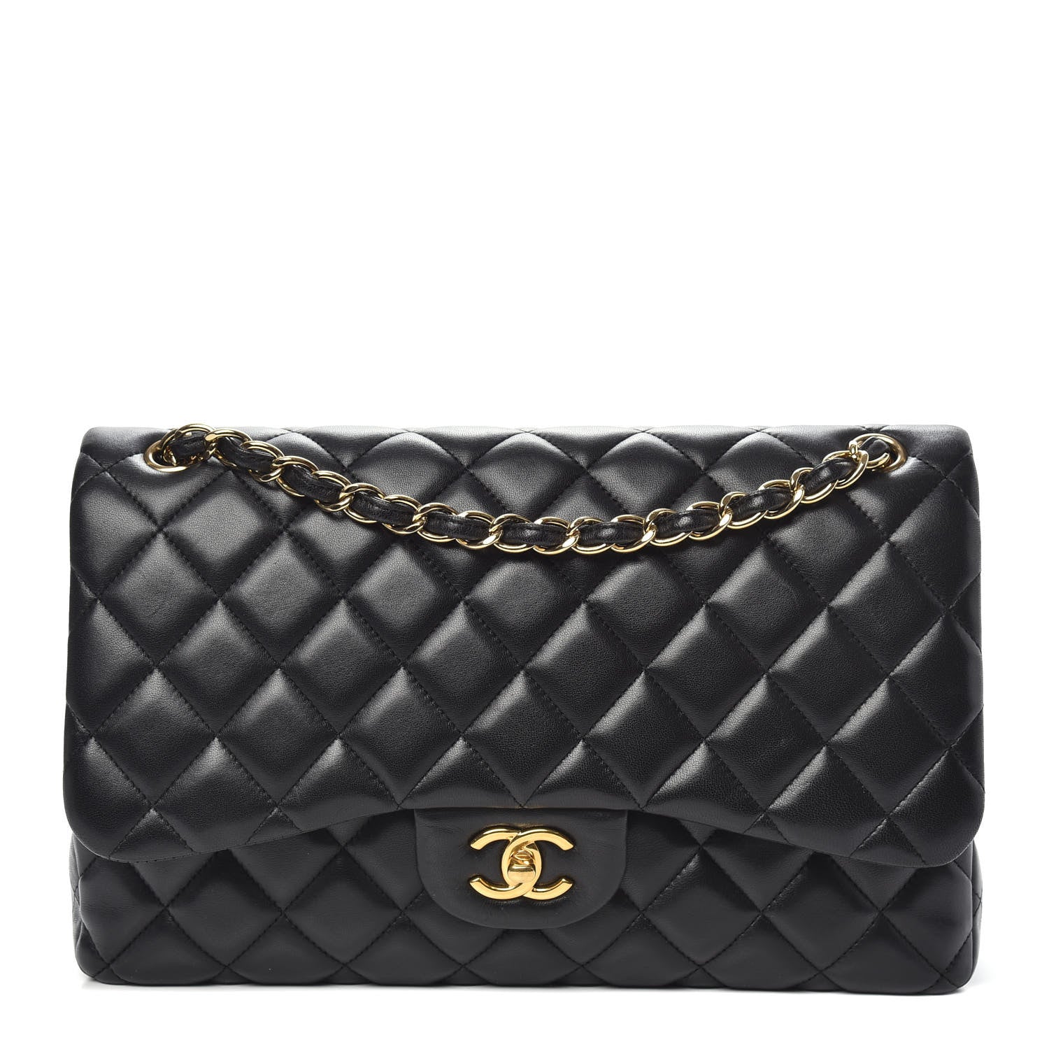 Chanel Lambskin Quilted Jumbo Double Flap Black 1 of 17