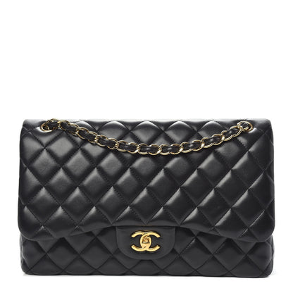 Chanel Lambskin Quilted Jumbo Double Flap Black 1 of 17