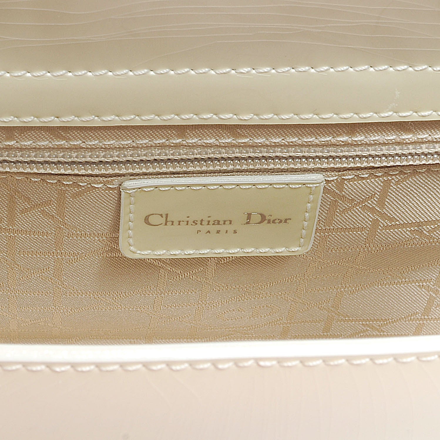 Christian Dior Leather Chrome Beaded Malice Tote White 6 of 8
