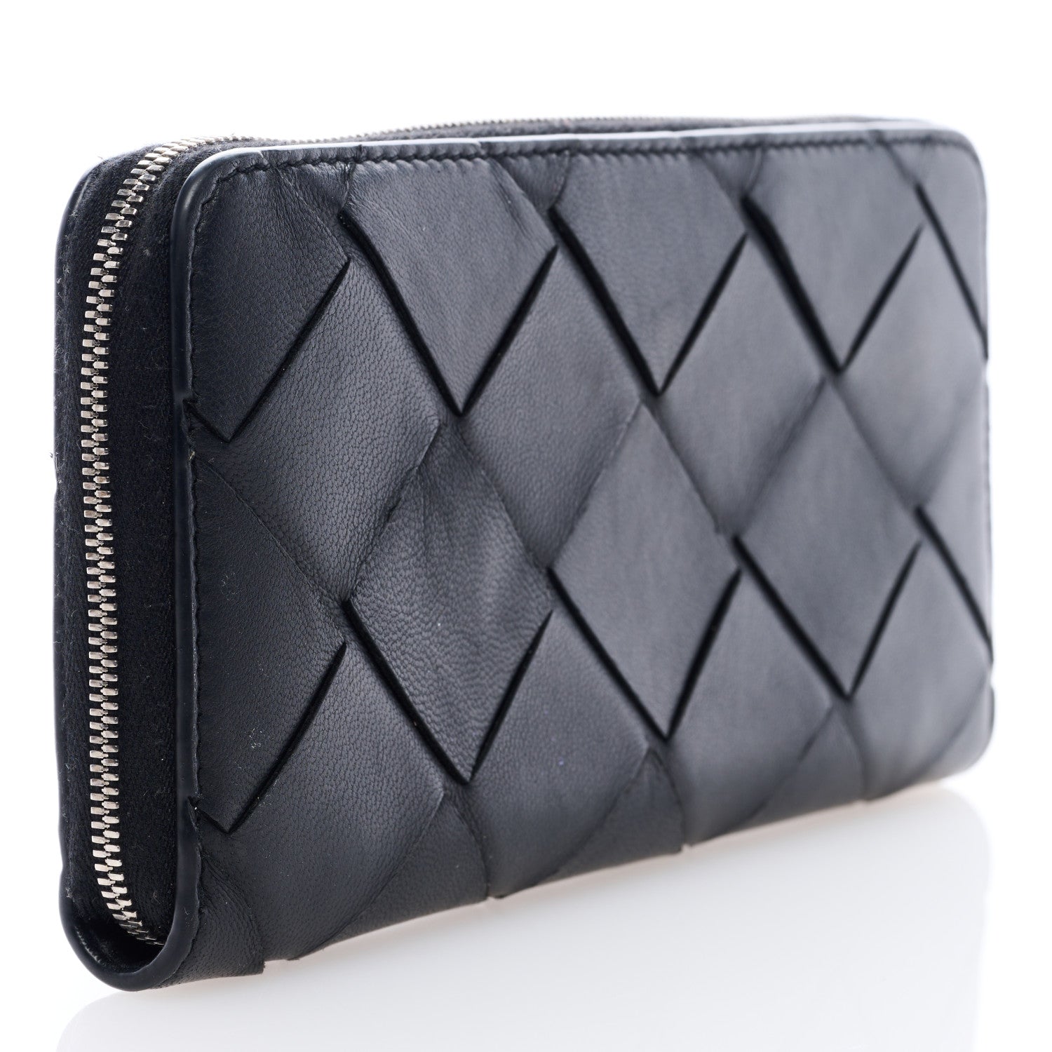 Bottega Veneta Nappa Maxi Intrecciato Zip Around Wallet Black 3 of 6