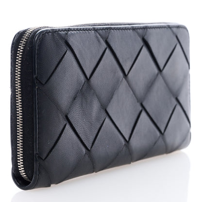 Bottega Veneta Nappa Maxi Intrecciato Zip Around Wallet Black 3 of 6