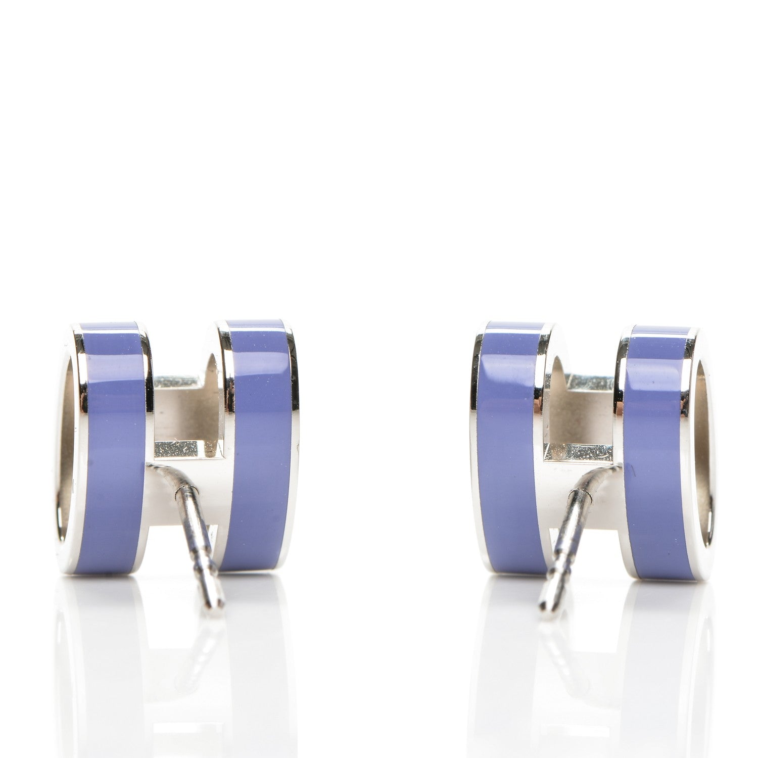 Hermes Palladium Lacquered Pop H Earrings 3 of 4
