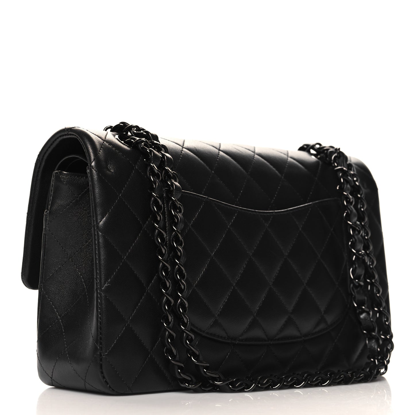 Lambskin Quilted Medium Double Flap So Black