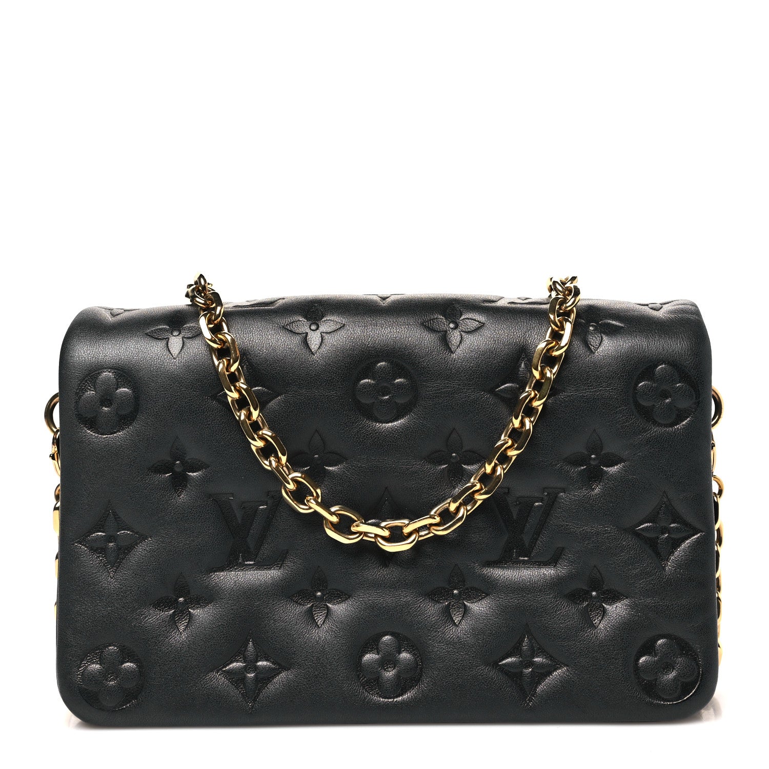 Louis Vuitton Lambskin Embossed Monogram Pochette Coussin Black 1 of 10