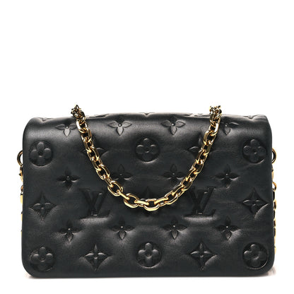 Louis Vuitton Lambskin Embossed Monogram Pochette Coussin Black 1 of 10
