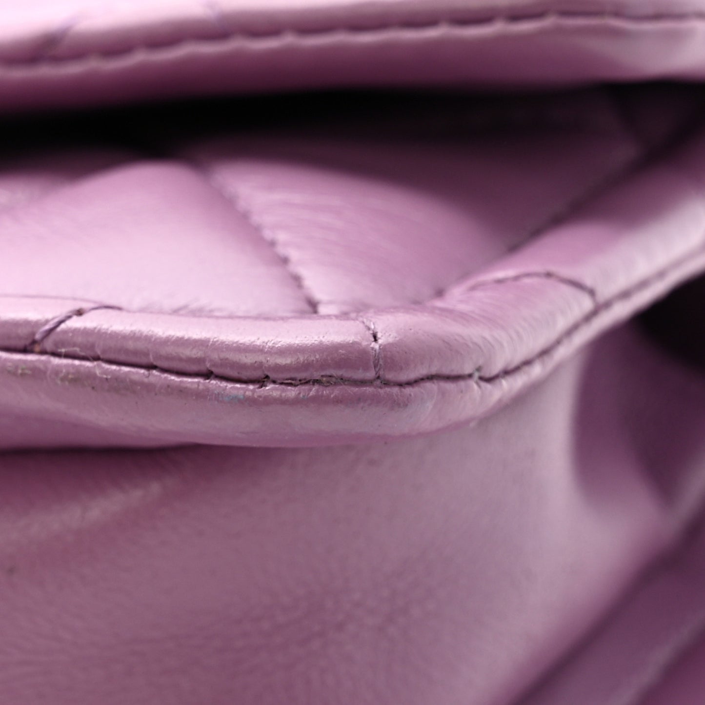 Shiny Lambskin Quilted Extra Mini Flap Purple