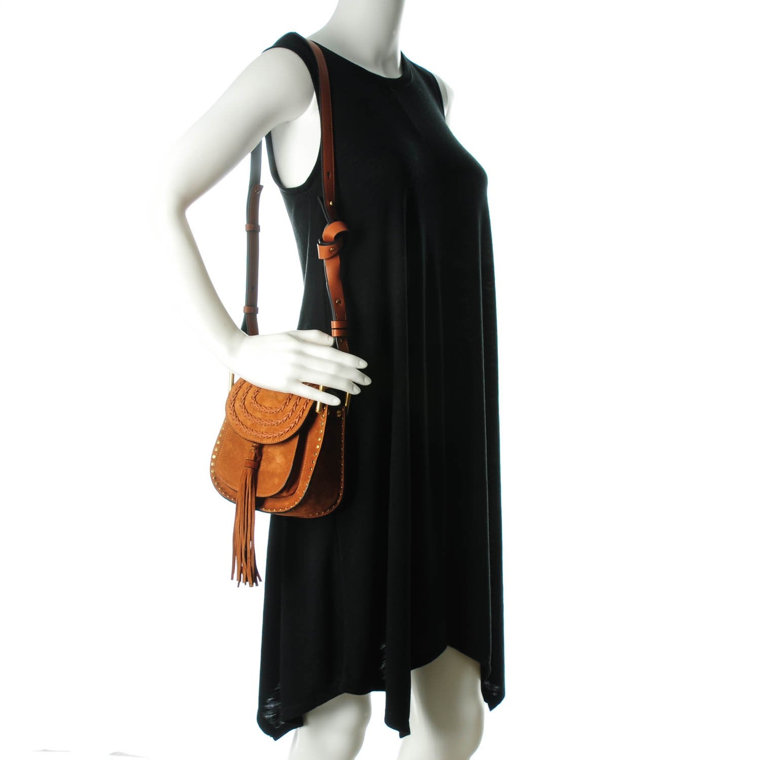 Chloe Suede Calfskin Braided Mini Hudson Shoulder Bag Caramel 2 of 7