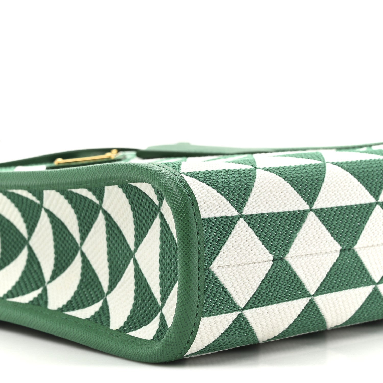 Prada Jacquard Saffiano Triangolo Symbole Embroidered Micro Tote Mango White 9 of 9