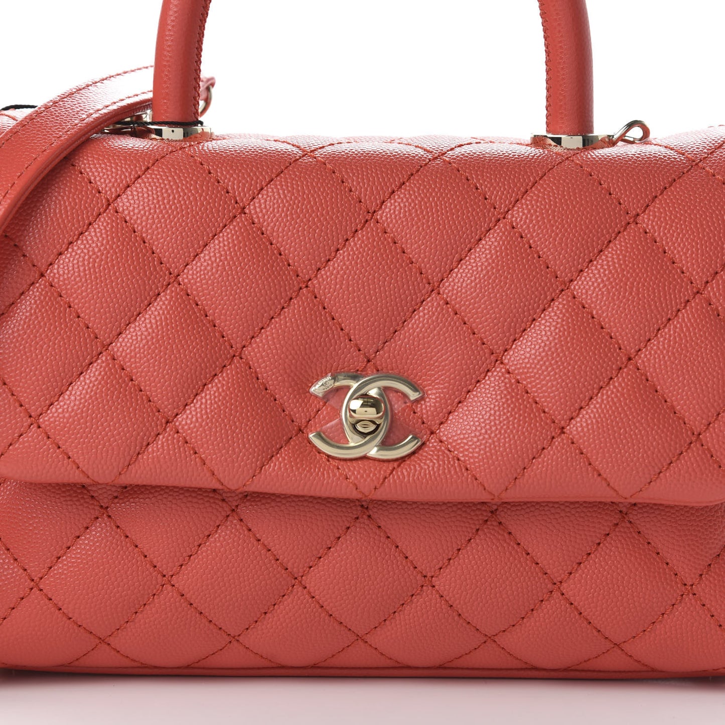 Caviar Quilted Mini Coco Handle Flap Red