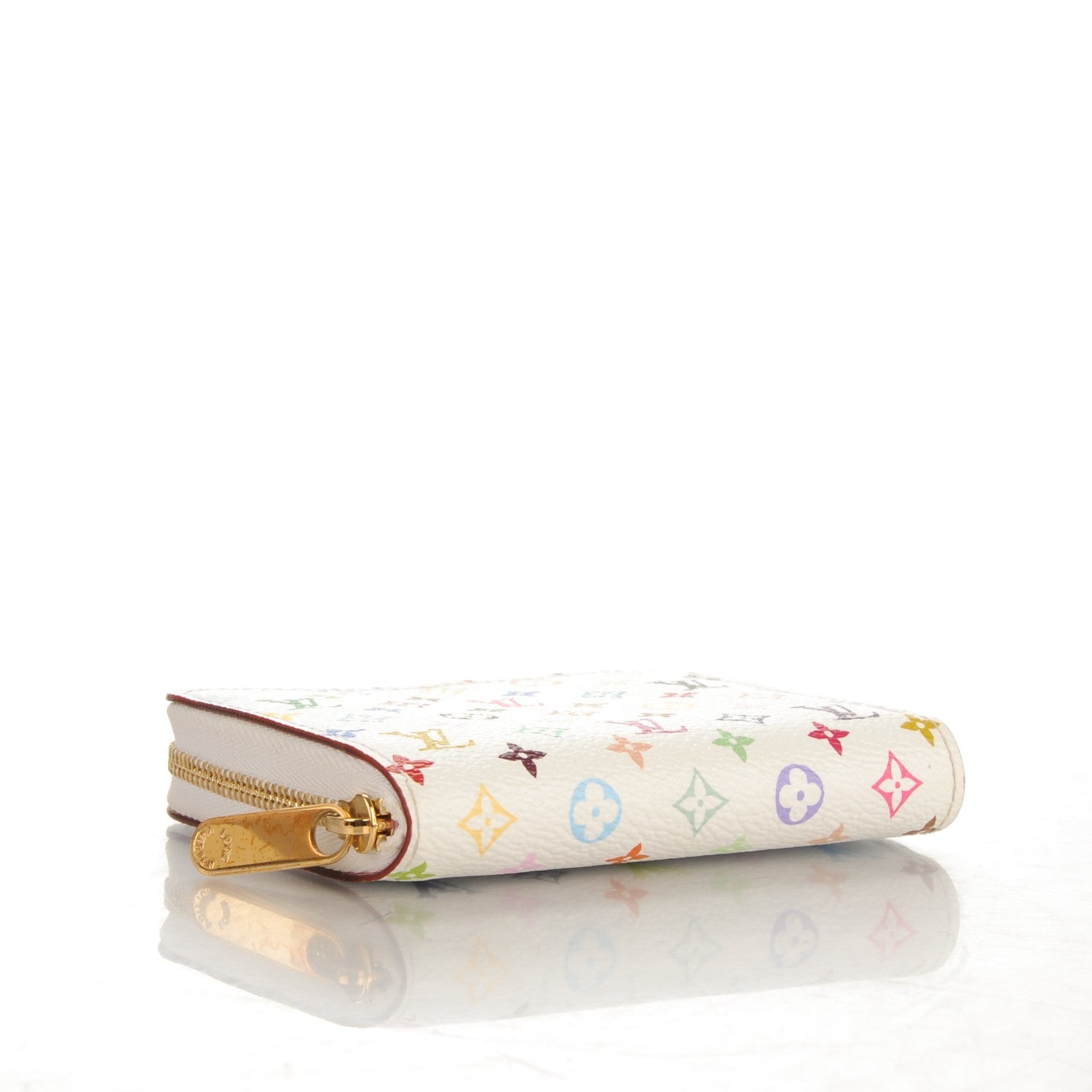 Louis Vuitton Monogram Multicolor Zippy Coin Purse Wallet White Litchi 4 of 7