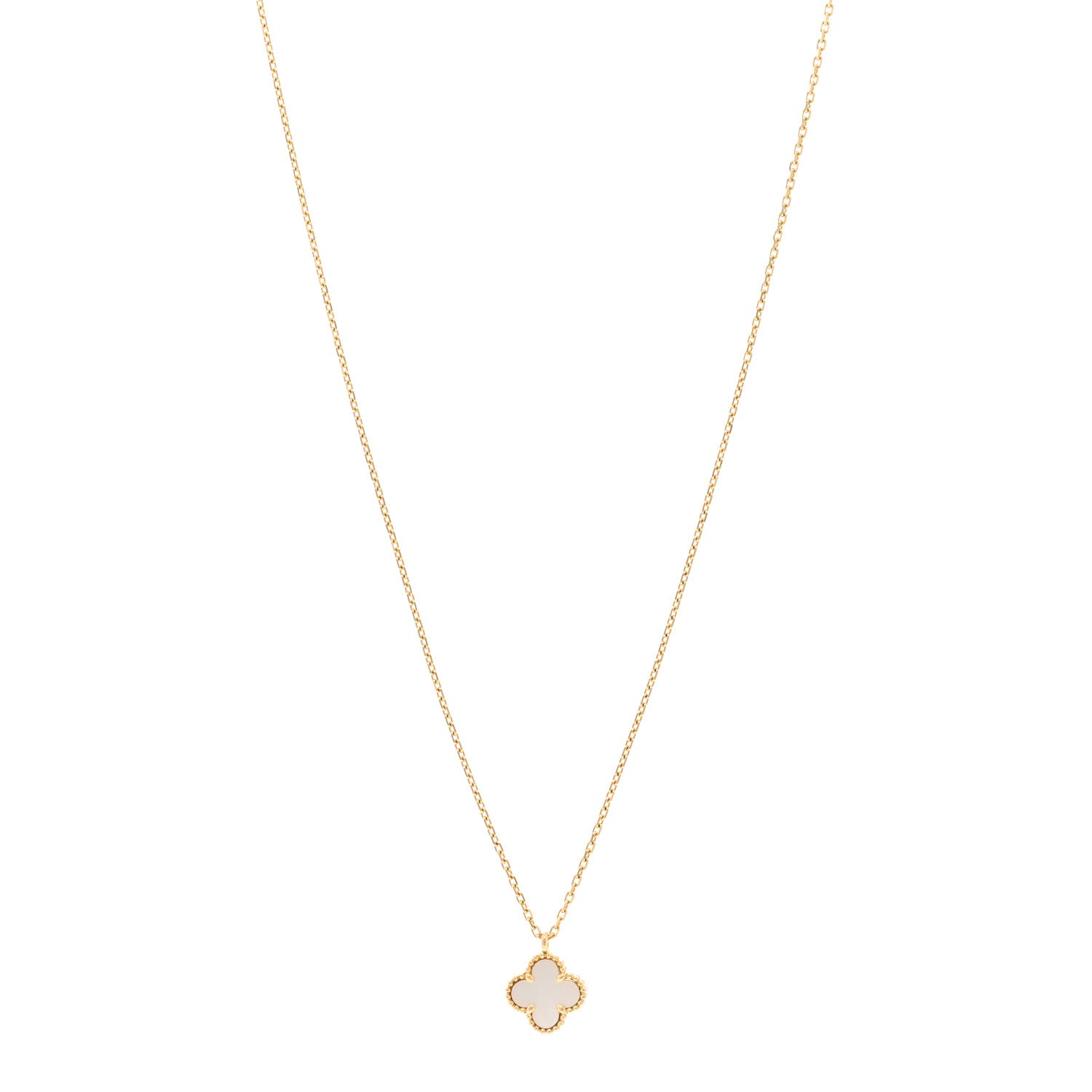 Van Cleef & Arpels 18K Yellow Gold Mother of Pearl Sweet Alhambra Pendant Necklace 1 of 4