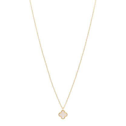 Van Cleef & Arpels 18K Yellow Gold Mother of Pearl Sweet Alhambra Pendant Necklace 1 of 4