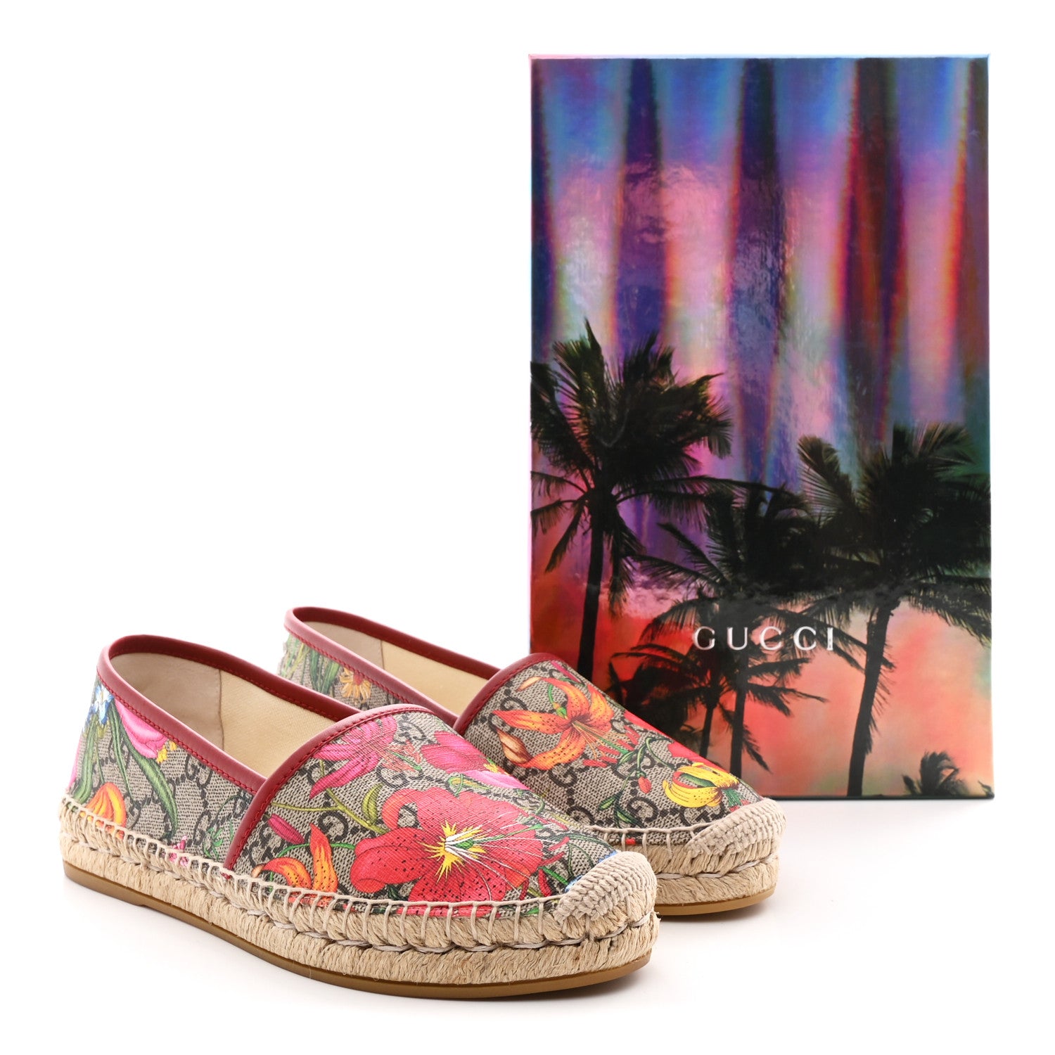 Gucci GG Supreme Monogram Tian Womens Espadrilles 36.5 Beige Ebony Multicolor Rosso 13 of 13