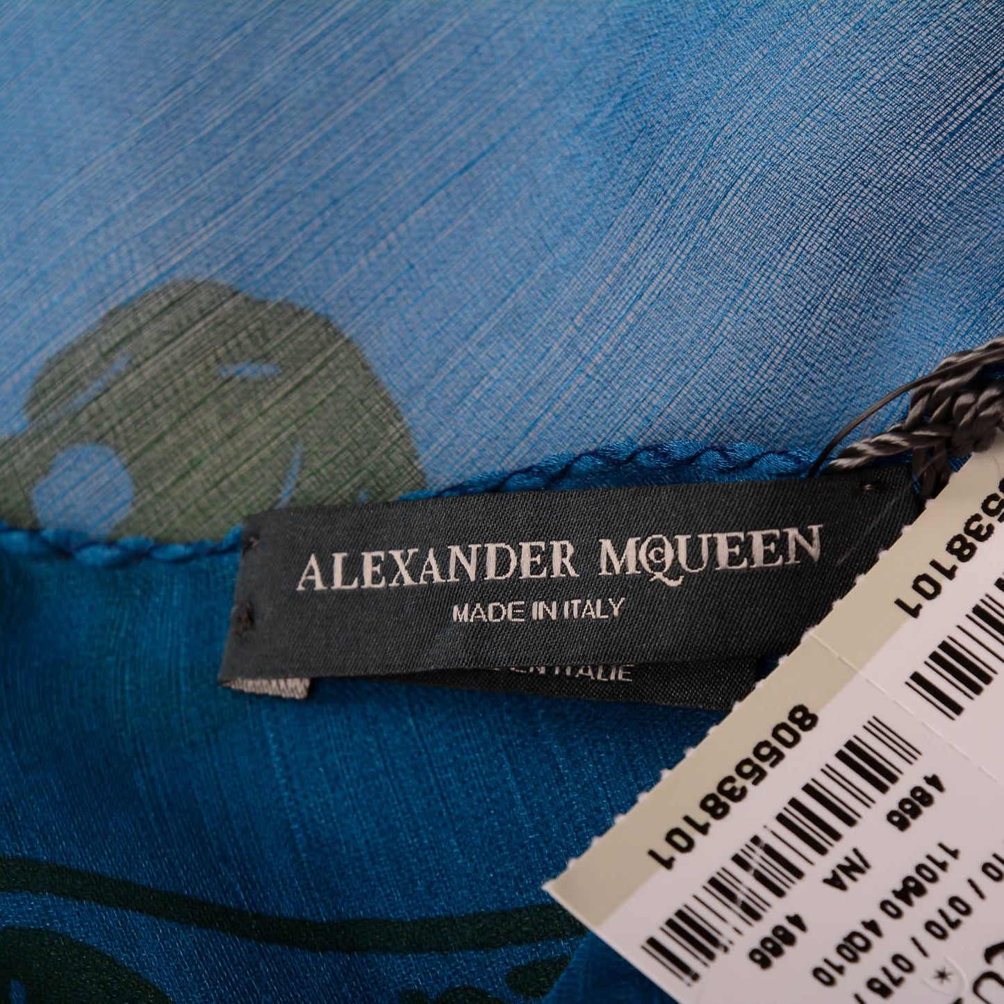 Silk Chiffon Skull Scarf Blue