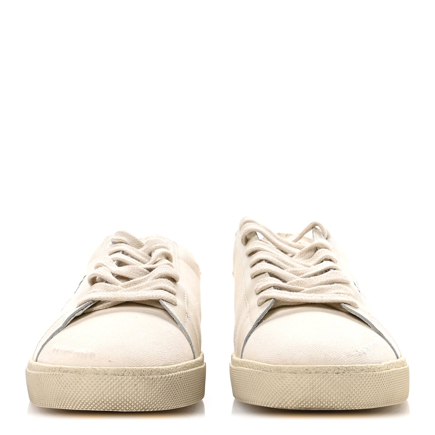 Distressed Canvas Court Classic Sneakers 41 Panna