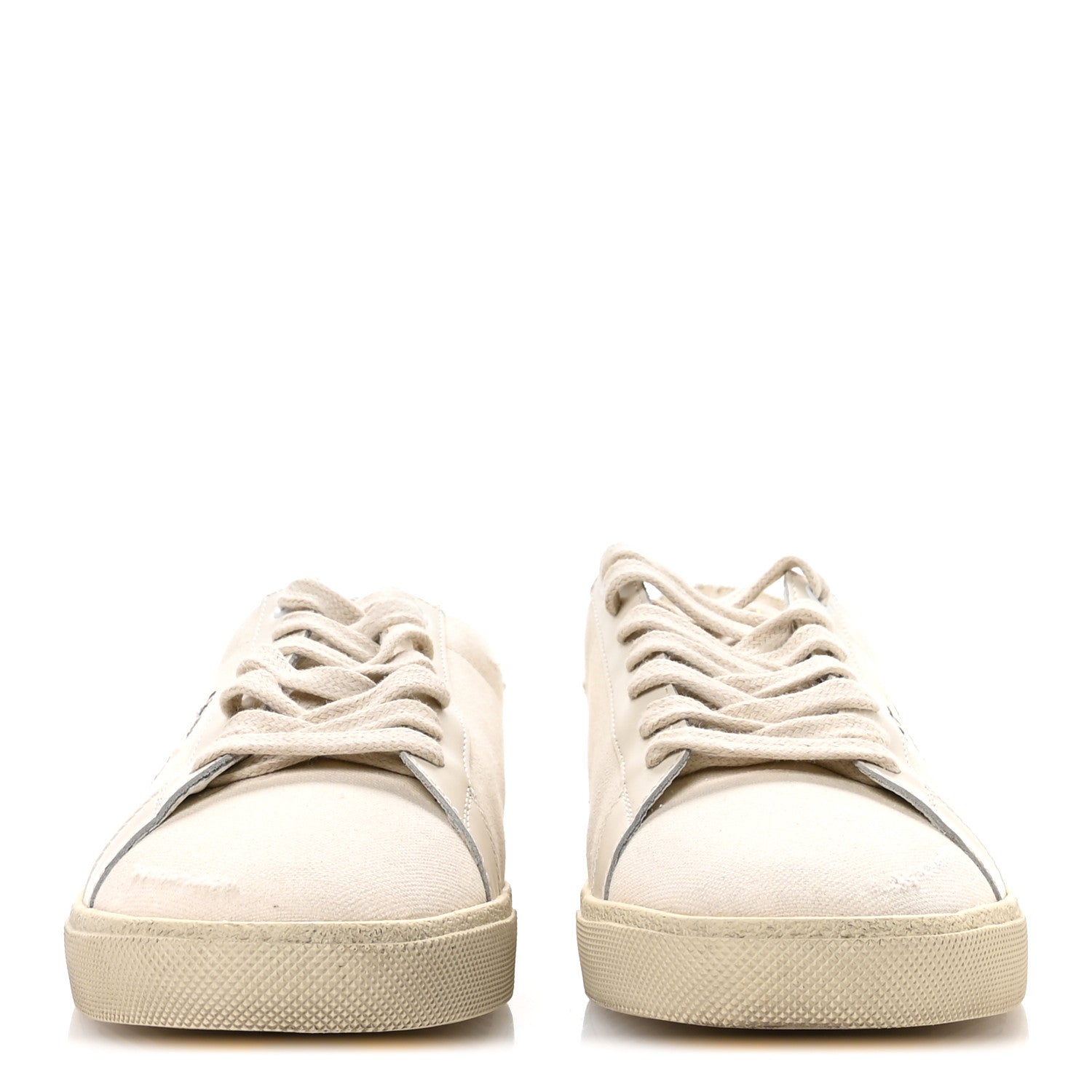 Saint Laurent Distressed Canvas Court Classic Sneakers 41 Panna 3 of 8