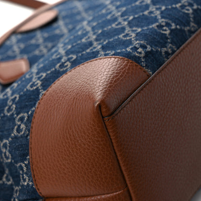 Gucci New Denim GG Monogram Medium Ophidia Shopping Tote Blue Tea Cuir 13 of 15