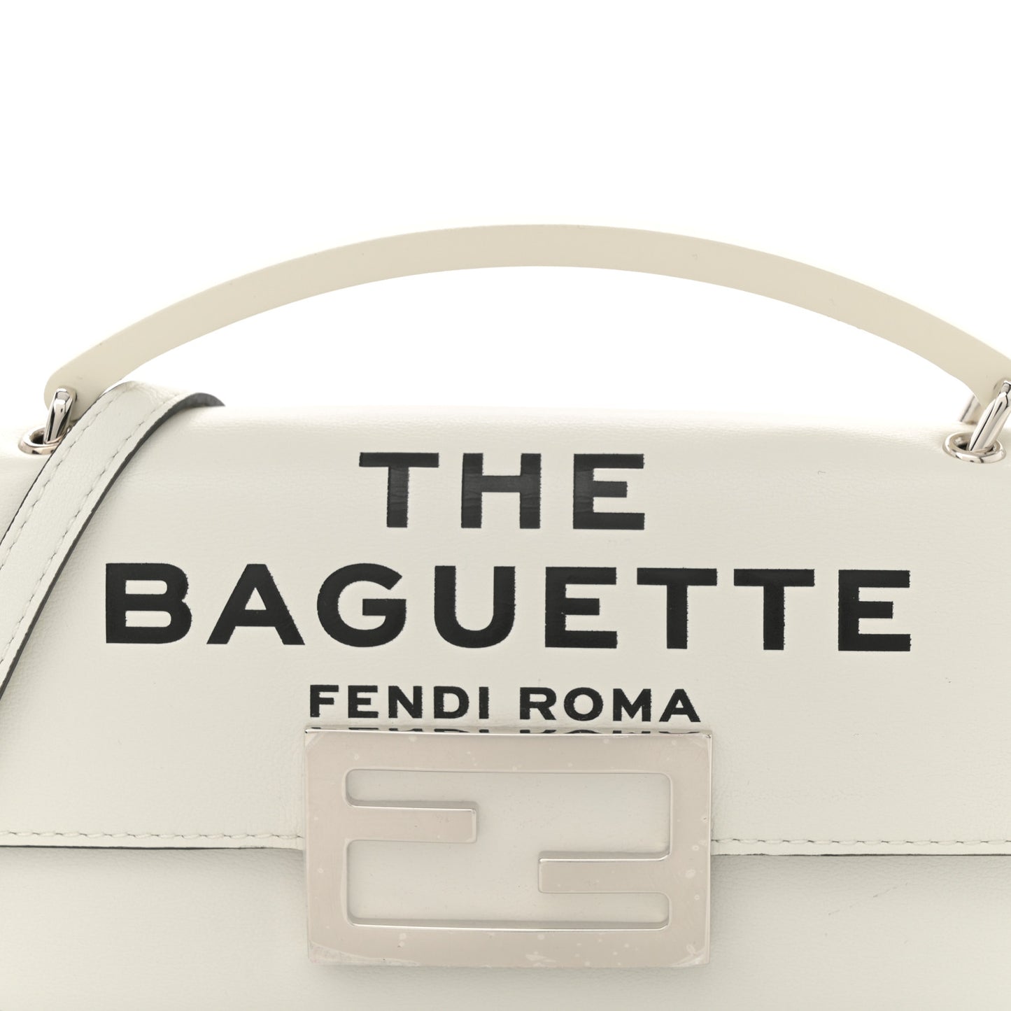 X MARC JACOBS Nappa Logo Phone Baguette White Black