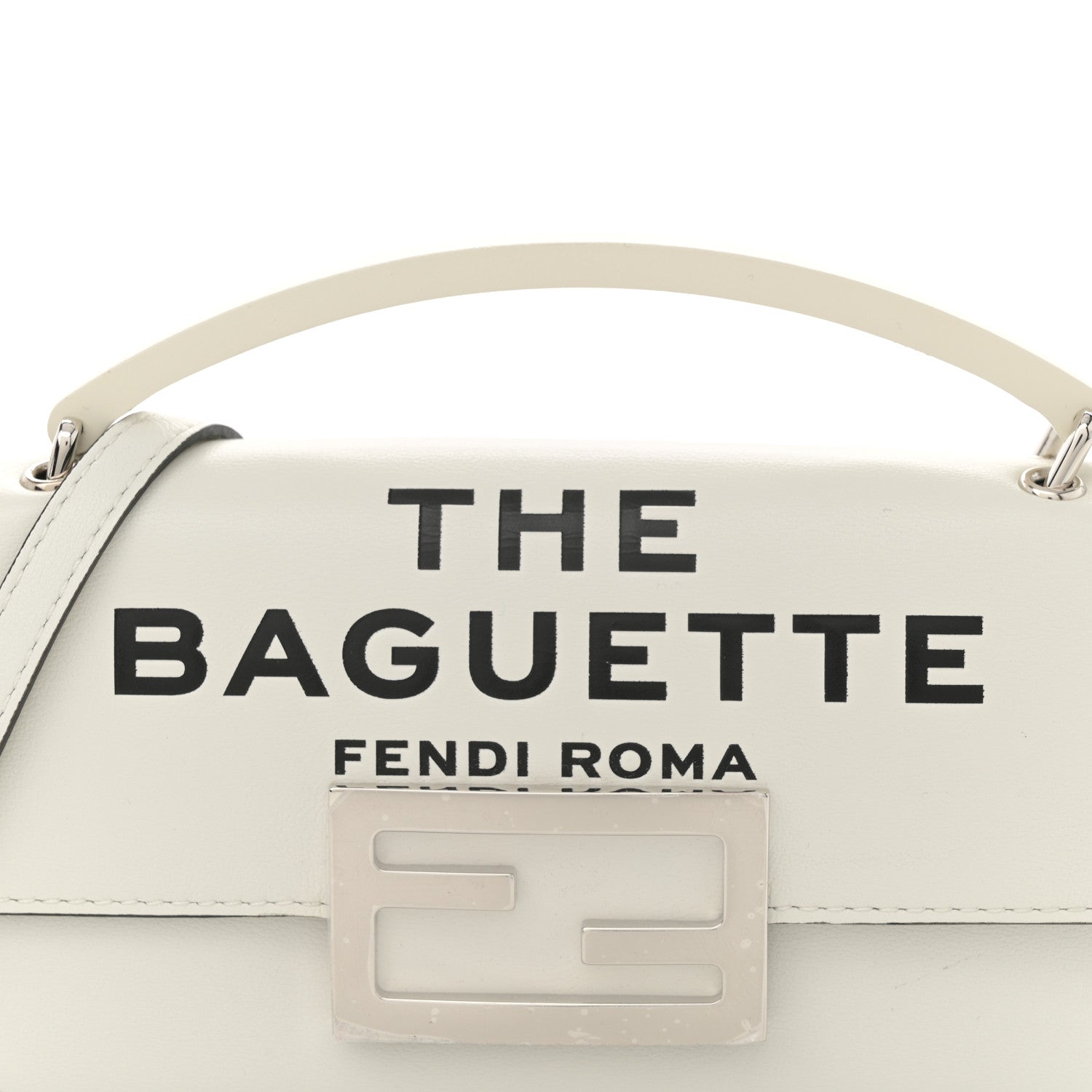 Fendi X MARC JACOBS Nappa Logo Phone Baguette White Black 8 of 10