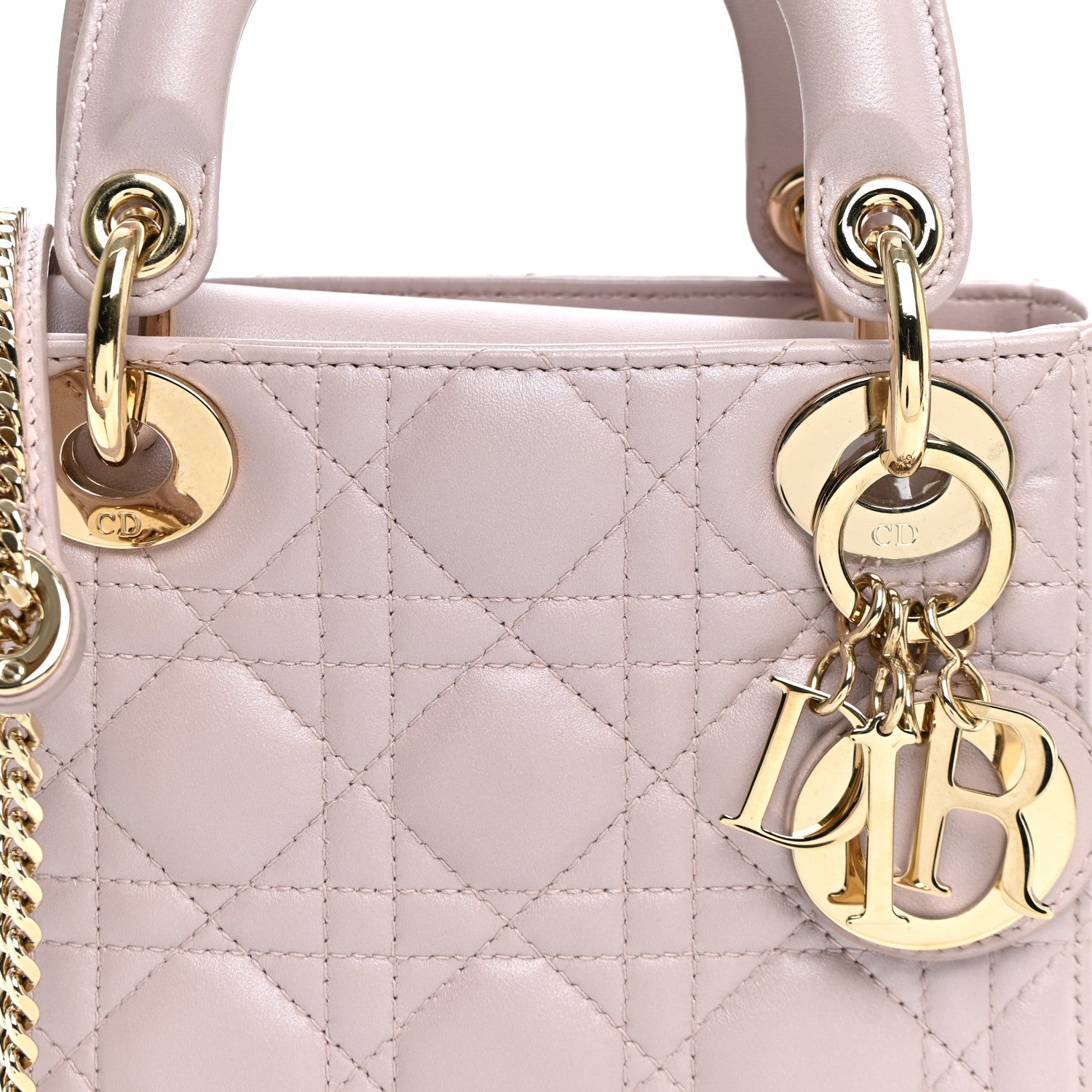 Christian Dior Metallic Lambskin Cannage Mini Lady Dior Lotus 7 of 9