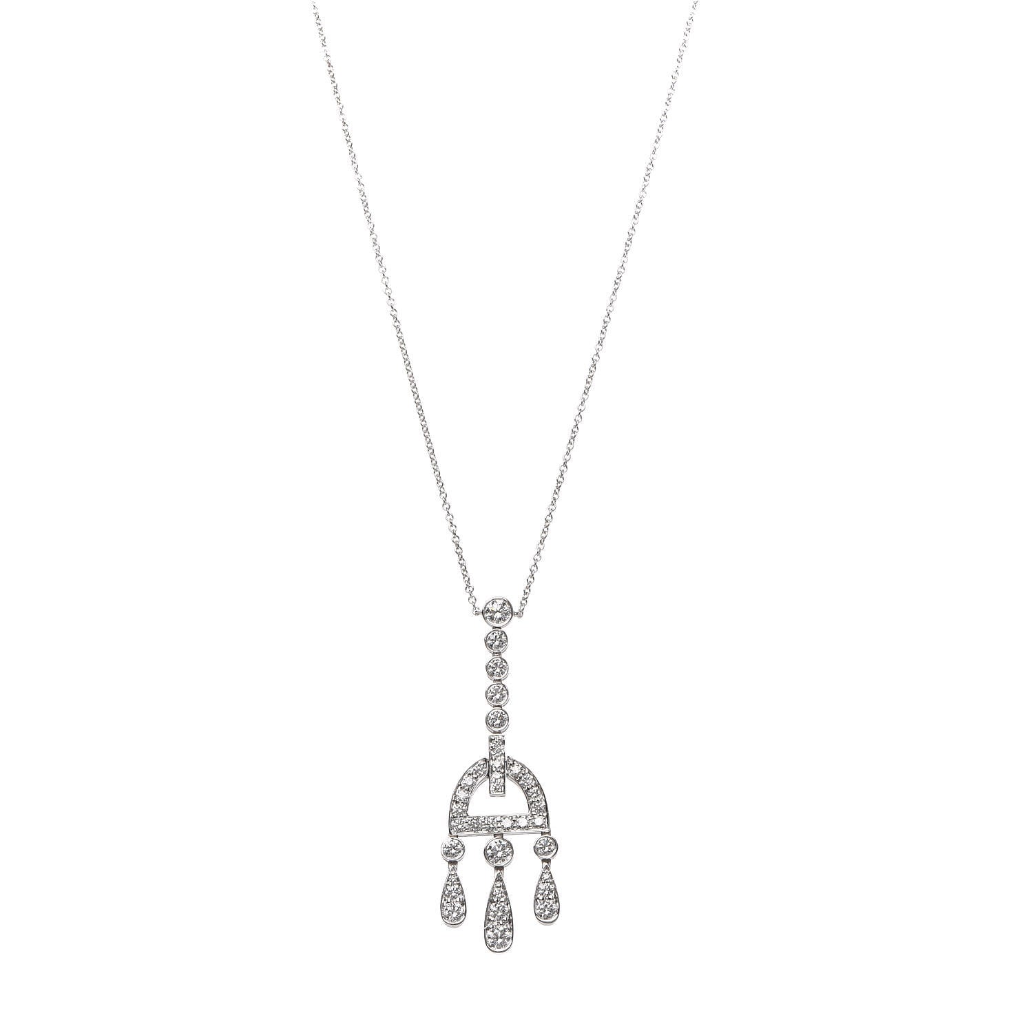 Tiffany Platinum Diamond Jazz Buckle Pendant Necklace 1 of 8