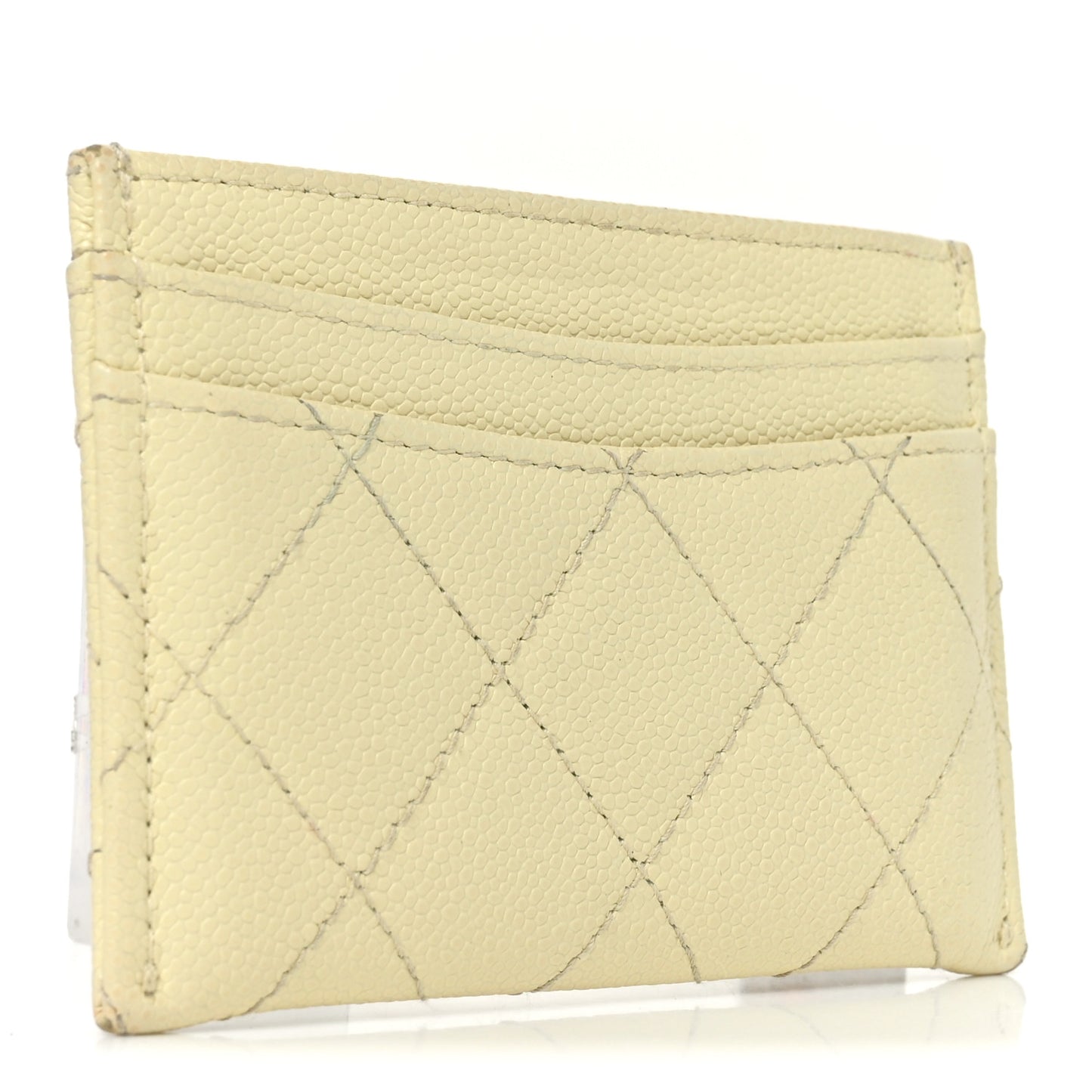 Caviar Quilted Card Holder Jaune