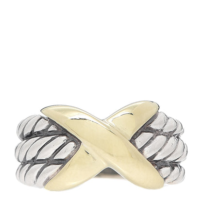David Yurman Sterling Silver 14K Yellow Gold X Triple Row Ring 52 6 1 of 5