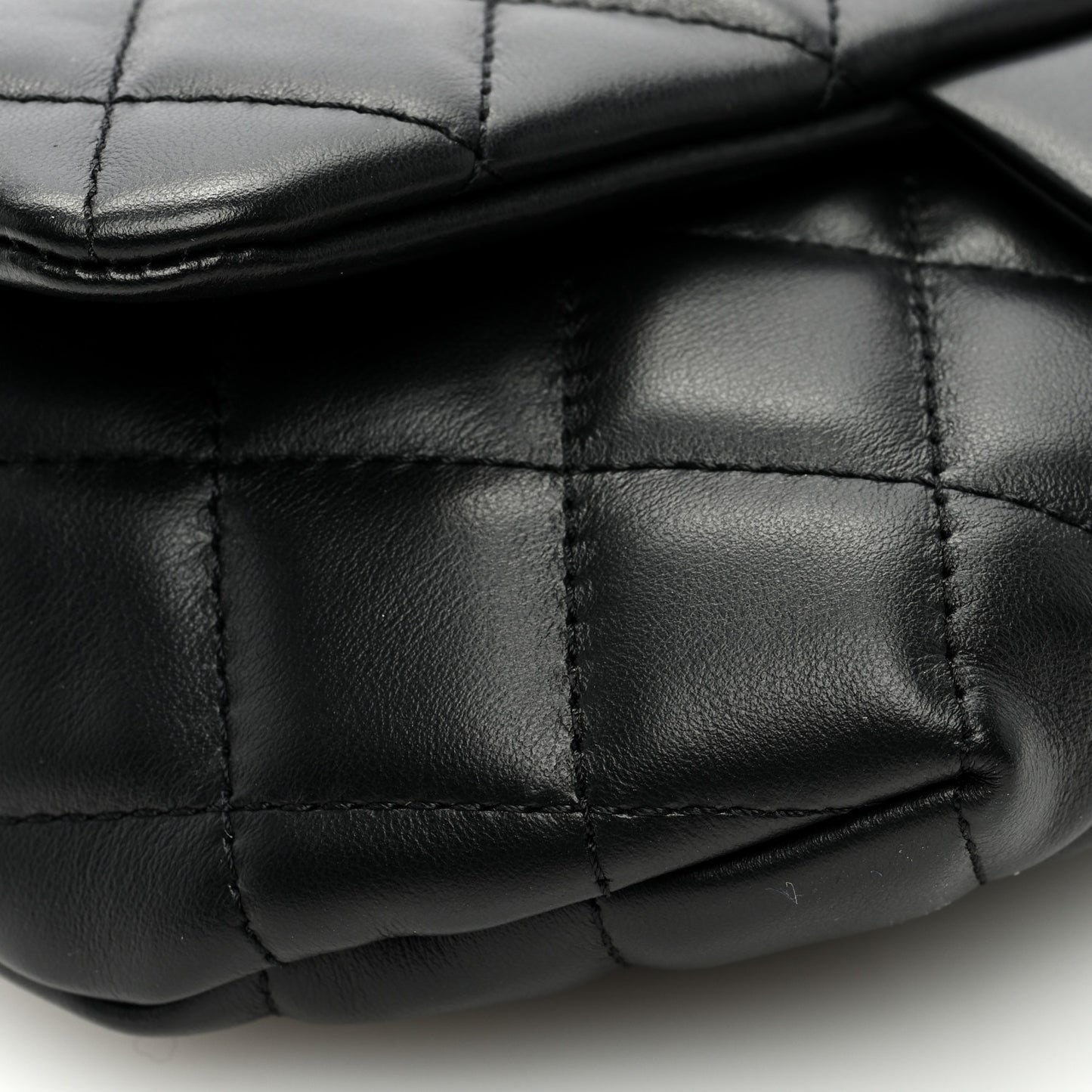 Calfskin Quilted CC Uniform Flap Belt Bag Black