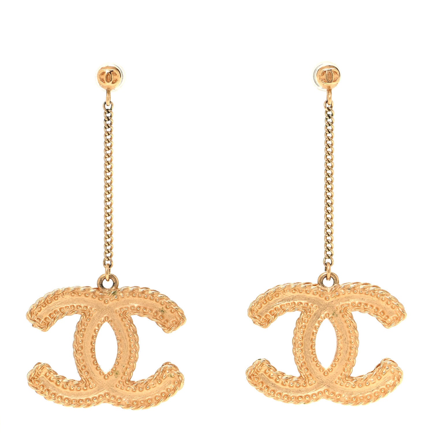 Chanel CC Drop Earrings Matte Gold 1 of 4