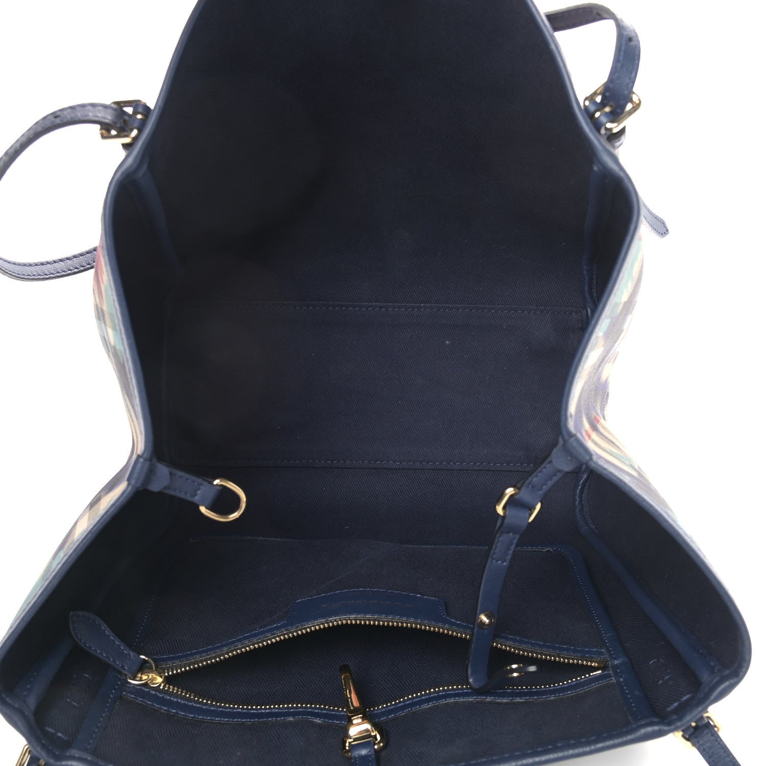 Burberry Haymarket Check Floral Print Small Canterbury Tote Mineral Blue 4 of 9