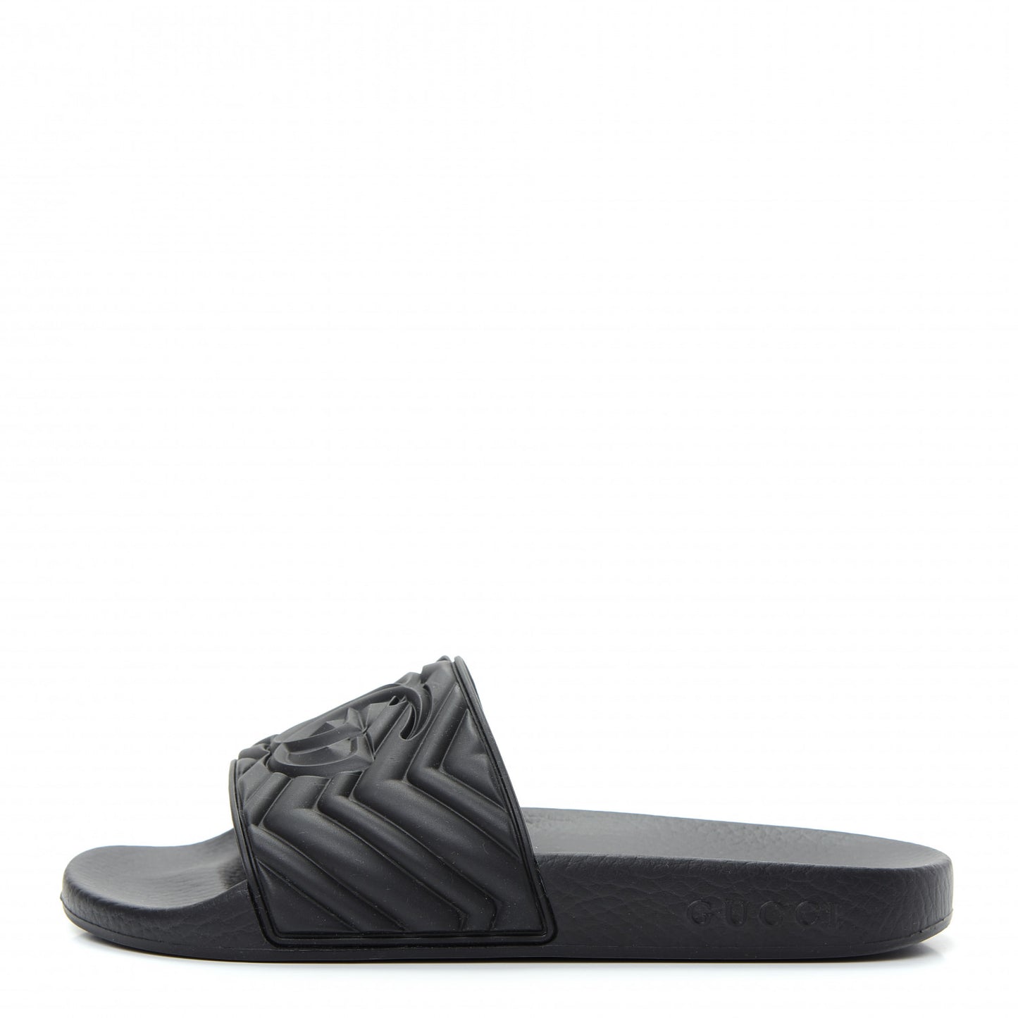 Rubber Matelasse Womens Slide Sandals 37 Black