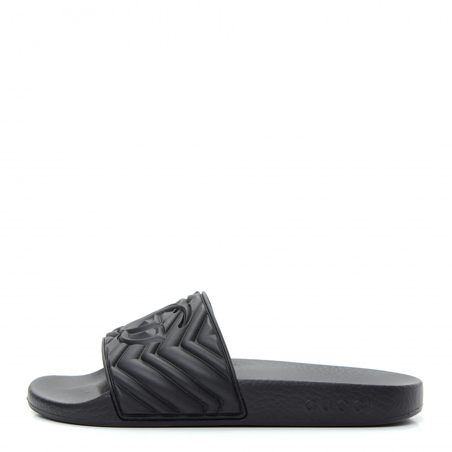 Gucci Rubber Matelasse Womens Slide Sandals 37 Black 1 of 11