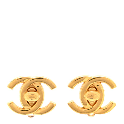 Chanel Metal CC Turnlock Clip On Earrings Gold 1 of 4