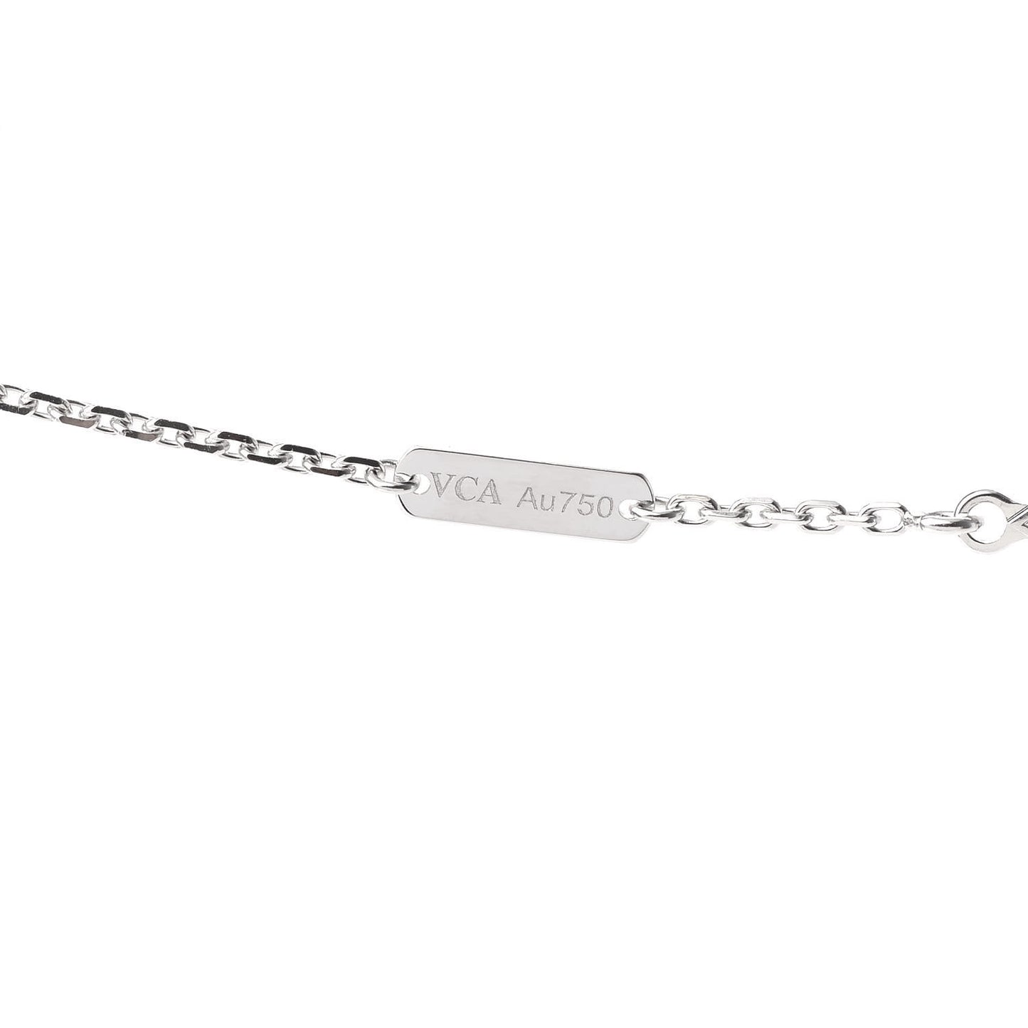 18K White Gold Mother of Pearl Vintage Alhambra Pendant Necklace