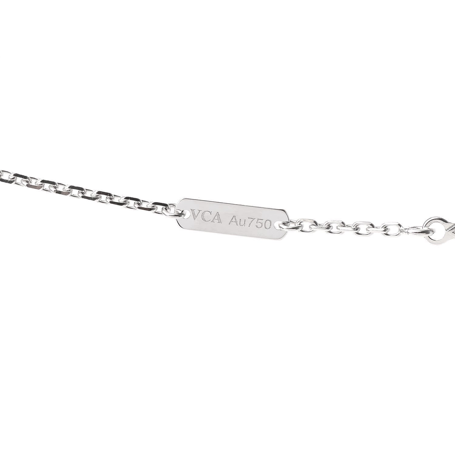 Van Cleef & Arpels 18K White Gold Mother of Pearl Vintage Alhambra Pendant Necklace 5 of 6