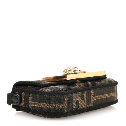 Fendi X VERSACE Fabric Jacquard Fendace FF Nano Brooch Baguette Tobacco Black 4 of 7