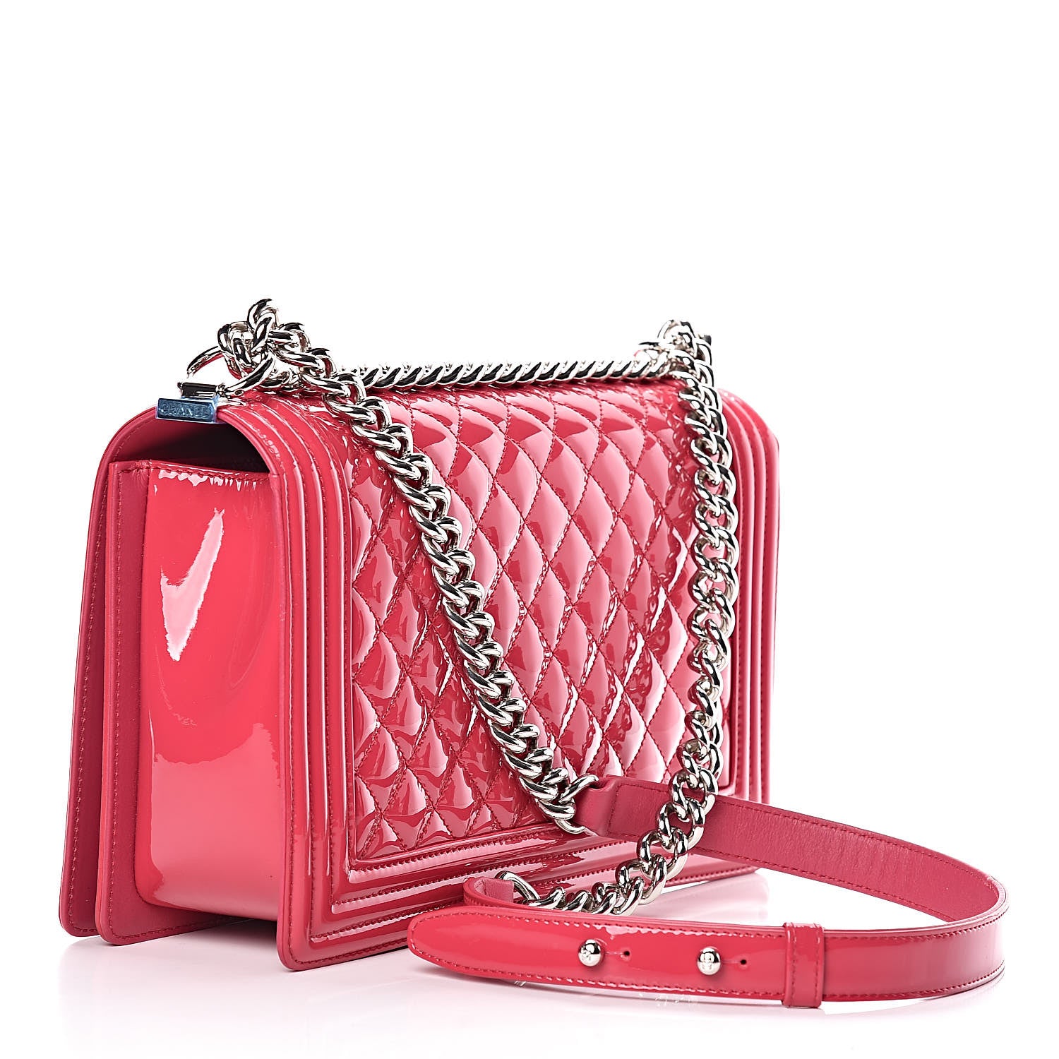 Chanel Patent Calfskin New Medium Plexiglass Boy Flap Pink 3 of 11