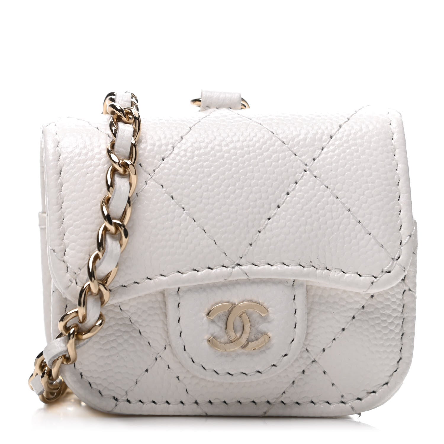 Chanel Caviar Quilted Airpods Pro Case White 1 of 9